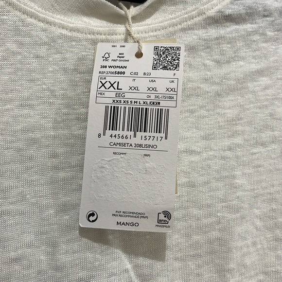 Mango 100% linen T-Shirt Size XXL - Picture 3 of 5